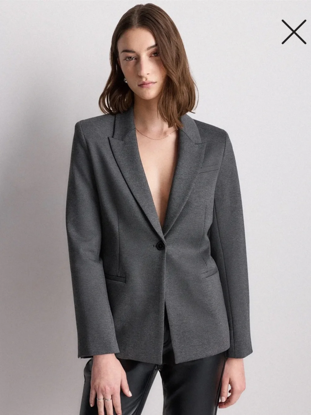 Quince Ultra Stretch Ponte Blazer Charcoal Gray Tailored Work Jacket M - Picture 1 of 9